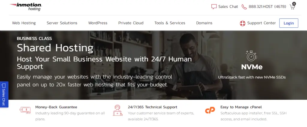 InMotion Hosting Homepage Screenshot